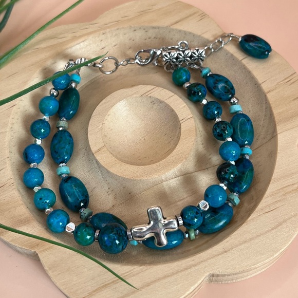 Green Australian jasper bracelet - Picture 2 of 3